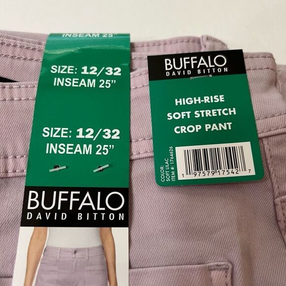BUFFALO David Bitton Women’s Crop Pant Brigette Size 12 High Rise Soft Lilac NWT - Picture 6 of 9